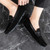 Men's black pattern check print penny strap slip on shoe loafer 06