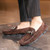 Men's brown metal buckle on top slip on shoe loafer 04