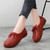 Women's red casual sewing thread accents lace up shoe 06