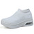 Women's white flyknit stripe texture sock like entry slip on shoe sneaker 01