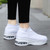 Women's white flyknit stripe texture sock like entry slip on shoe sneaker 05