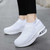 Women's white flyknit stripe texture sock like entry slip on shoe sneaker 04