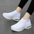 Women's white flyknit stripe texture sock like entry slip on shoe sneaker 02