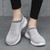 Women's grey flyknit sock like stripe entry slip on shoe sneaker 05