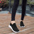 Women's black white flyknit casual sock like entry slip on shoe sneaker 05