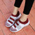 Women's red flyknit stripe multi color slip on shoe sneaker 02