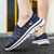 Women's navy flyknit stripe & letter pattern slip on shoe sneaker 05