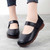 Women's black velcro low cut slip on shoe loafer 04