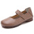 Women's brown velcro low cut slip on shoe loafer 01