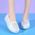 Women's white casual hollow cut slip on shoe loafer 03