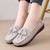 Women's grey tassel sewing accents slip on shoe loafer 03