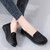 Women's black geometric pattern slip on shoe loafer 03