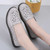 Women's grey hollow cut floral pattern slip on shoe loafer 02