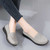 Women's grey floral pattern on vamp sewn slip on shoe loafer 03