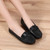 Women's black lace tie on top hollow slip on shoe loafer 02