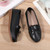 Women's black lace tie on top hollow slip on shoe loafer 06