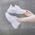 Women's white flyknit stripe check texture sock like shoe sneaker 03