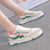 Women's white green wave accents pattern shoe sneaker 03