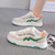 Women's white green wave accents pattern shoe sneaker 02