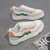 Women's white green wave accents pattern shoe sneaker 05