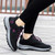 Women's black flyknit logo pattern stripe shoe sneaker 03