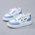 Women's white blue pattern sewn accents shoe sneaker 06