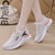 Women's beige flyknit pattern texture label print shoe sneaker 02