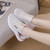 Women's beige flyknit pattern texture label print shoe sneaker 04