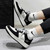 Women's black white casual sewn accents shoe sneaker 05