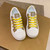 Women's white yellow casual stripe label print shoe sneaker 06
