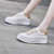 Women's white khaki canvas sewn accents platform shoe sneaker 02