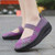 Women's purple weave check low cut slip on rocker bottom sneaker 02