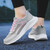 Women's grey casual mesh hollow cut stripe shoe sneaker 02