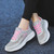 Women's grey casual mesh hollow cut stripe shoe sneaker 04