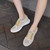 Women's beige flyknit stripe hollow sock like entry shoe sneaker 03