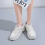 Women's beige label print casual platform shoe sneaker 05