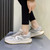 Women's beige label print casual shoe sneaker 02