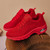 Women's red stripe texture hollow double rocker bottom shoe sneaker 06