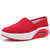 Women's red plain canvas casual slip on rocker bottom sneaker 01