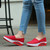 Women's red plain canvas casual slip on rocker bottom sneaker 02