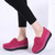 Women's rose red suede lace tassel slip on rocker bottom sneaker 02