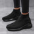 Women's black plain flyknit sock like fit slip on shoe sneaker 03