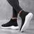 Women's black white plain flyknit sock like fit slip on shoe sneaker 04