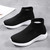 Women's black white plain flyknit sock like fit slip on shoe sneaker 05