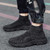 Men's black texture flyknit sock like fit slip on shoe sneaker 05