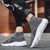 Men's grey texture flyknit sock like fit slip on shoe sneaker 04