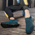 Men's blue flyknit texture stripe sock like fit slip on shoe sneaker 02