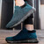 Men's blue flyknit texture stripe sock like fit slip on shoe sneaker 05