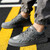 Men's grey pattern label print lace up shoe sneaker 05