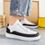 Men's white black check accents lace up shoe sneaker 04